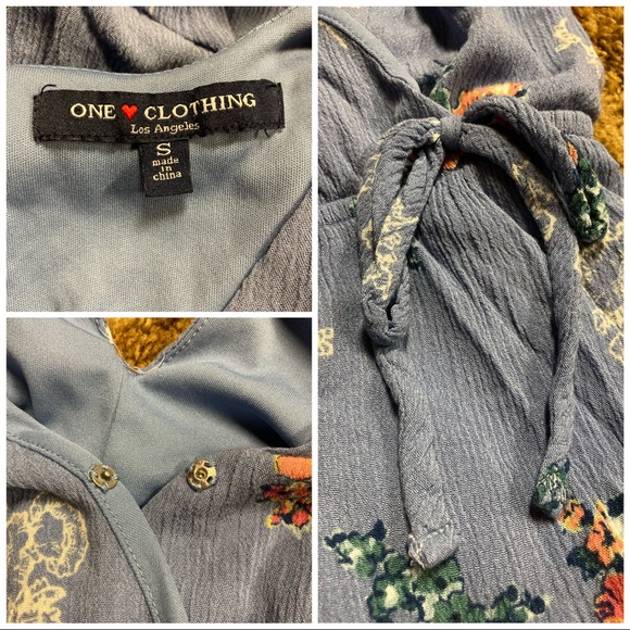 One ❤️ Clothing Los Angeles Women’s Floral Blue/White/Pink Romper S - Picture 3 of 3